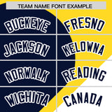 Custom Gold Navy-White Color Block Personalized Half Heart Pattern Authentic Baseball Jersey