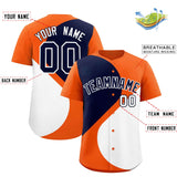 Custom Orange Navy-White Color Block Personalized Half Heart Pattern Authentic Baseball Jersey