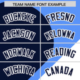 Custom Powder Blue Navy-White Color Block Personalized Half Heart Pattern Authentic Baseball Jersey
