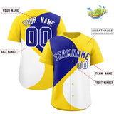 Custom Gold Royal-White Color Block Personalized Half Heart Pattern Authentic Baseball Jersey