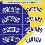 Custom Gold Royal-White Color Block Personalized Half Heart Pattern Authentic Baseball Jersey
