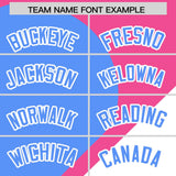 Custom Pink Powder Blue-White Color Block Personalized Half Heart Pattern Authentic Baseball Jersey