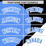 Custom Black Powder Blue-White Color Block Personalized Half Heart Pattern Authentic Baseball Jersey