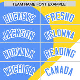 Custom Gold Powder Blue-White Color Block Personalized Half Heart Pattern Authentic Baseball Jersey