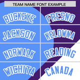 Custom Purple Powder Blue-White Color Block Personalized Half Heart Pattern Authentic Baseball Jersey