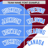 Custom Crimson Powder Blue-White Color Block Personalized Half Heart Pattern Authentic Baseball Jersey