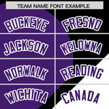 Custom Black Purple-White Color Block Personalized Half Heart Pattern Authentic Baseball Jersey