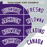 Custom Silver Purple-White Color Block Personalized Half Heart Pattern Authentic Baseball Jersey