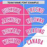 Custom Powder Blue Pink-White Color Block Personalized Half Heart Pattern Authentic Baseball Jersey