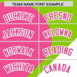 Custom Neon Green Pink-White Color Block Personalized Half Heart Pattern Authentic Baseball Jersey