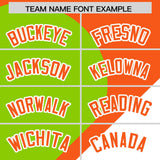 Custom Orange Neon Green-White Color Block Personalized Half Heart Pattern Authentic Baseball Jersey
