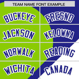Custom Royal Neon Green-White Color Block Personalized Half Heart Pattern Authentic Baseball Jersey
