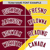 Custom Gold Crimson-White Color Block Personalized Half Heart Pattern Authentic Baseball Jersey
