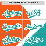 Custom White Orange-Aqua Color Block Personalized Half Heart Pattern Authentic Baseball Jersey