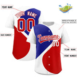 Custom White Royal-Red Color Block Personalized Half Heart Pattern Authentic Baseball Jersey