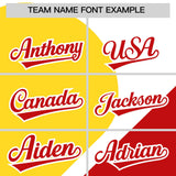 Custom White Gold-Red Color Block Personalized Half Heart Pattern Authentic Baseball Jersey