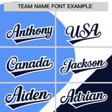Custom White Powder Blue-Navy Color Block Personalized Half Heart Pattern Authentic Baseball Jersey
