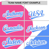 Custom White Pink-Powder Blue Color Block Personalized Half Heart Pattern Authentic Baseball Jersey