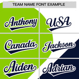 Custom White Neon Green-Navy Color Block Personalized Half Heart Pattern Authentic Baseball Jersey