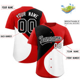 Custom Red Black-White Color Block Personalized Half Heart Pattern Authentic Baseball Jersey