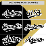 Custom Old Gold Black-White Color Block Personalized Half Heart Pattern Authentic Baseball Jersey