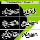 Custom Neon Green Black-White Color Block Personalized Half Heart Pattern Authentic Baseball Jersey
