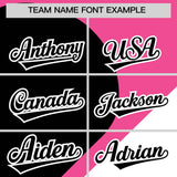Custom Pink Black-White Color Block Personalized Half Heart Pattern Authentic Baseball Jersey