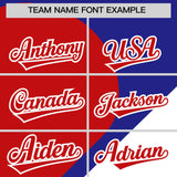 Custom Royal Red-White Color Block Personalized Half Heart Pattern Authentic Baseball Jersey