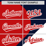 Custom Navy Red-White Color Block Personalized Half Heart Pattern Authentic Baseball Jersey