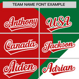 Custom Kelly Green Red-White Color Block Personalized Half Heart Pattern Authentic Baseball Jersey