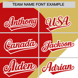 Custom Old Gold Red-White Color Block Personalized Half Heart Pattern Authentic Baseball Jersey
