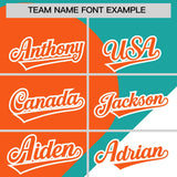 Custom Aqua Orange-White Color Block Personalized Half Heart Pattern Authentic Baseball Jersey