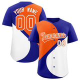 Custom Royal Orange-White Color Block Personalized Half Heart Pattern Authentic Baseball Jersey