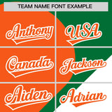 Custom Kelly Green Orange-White Color Block Personalized Half Heart Pattern Authentic Baseball Jersey