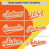 Custom Gold Orange-White Color Block Personalized Half Heart Pattern Authentic Baseball Jersey
