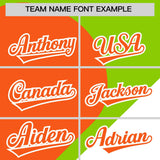 Custom Neon Green Orange-White Color Block Personalized Half Heart Pattern Authentic Baseball Jersey