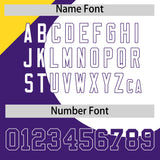 Custom Purple Gold-White Color Block Personalized Half Heart Pattern Authentic Baseball Jersey