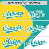 Custom Aqua Gold-White Color Block Personalized Half Heart Pattern Authentic Baseball Jersey