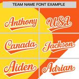 Custom Orange Gold-White Color Block Personalized Half Heart Pattern Authentic Baseball Jersey
