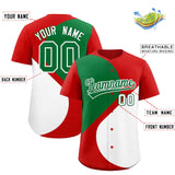 Custom Red Kelly Green-White Color Block Personalized Half Heart Pattern Authentic Baseball Jersey