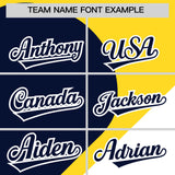 Custom Gold Navy-White Color Block Personalized Half Heart Pattern Authentic Baseball Jersey