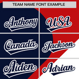 Custom Red Navy-White Color Block Personalized Half Heart Pattern Authentic Baseball Jersey