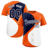 Custom Orange Navy-White Color Block Personalized Half Heart Pattern Authentic Baseball Jersey