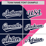 Custom Pink Navy-White Color Block Personalized Half Heart Pattern Authentic Baseball Jersey