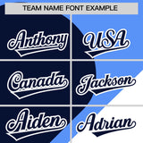 Custom Powder Blue Navy-White Color Block Personalized Half Heart Pattern Authentic Baseball Jersey