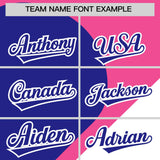 Custom Pink Royal-White Color Block Personalized Half Heart Pattern Authentic Baseball Jersey