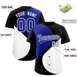 Custom Black Royal-White Color Block Personalized Half Heart Pattern Authentic Baseball Jersey