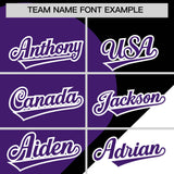 Custom Black Purple-White Color Block Personalized Half Heart Pattern Authentic Baseball Jersey