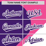 Custom Pink Purple-White Color Block Personalized Half Heart Pattern Authentic Baseball Jersey