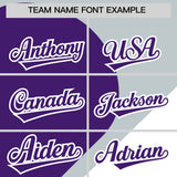 Custom Silver Purple-White Color Block Personalized Half Heart Pattern Authentic Baseball Jersey
